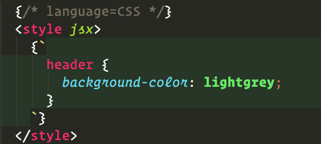 styled jsx with syntax highlighting